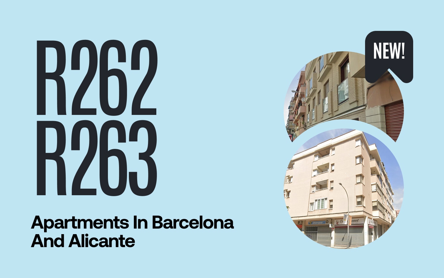 New Opportunities – R262, R263: Apartments in Barcelona and Alicante